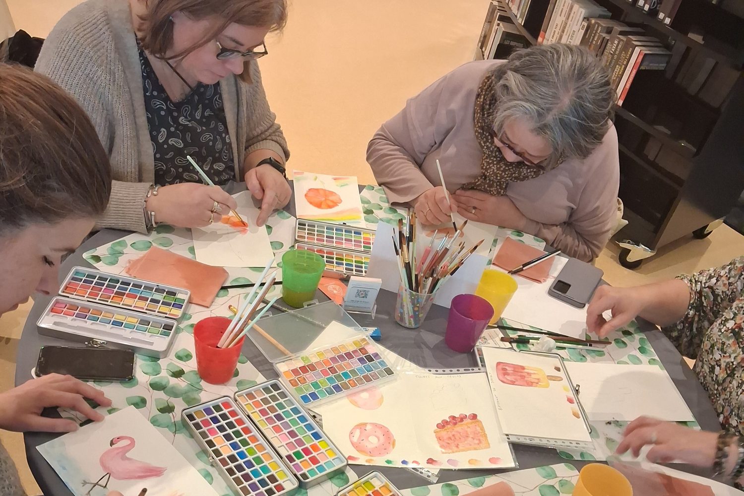 Atelier initiation aquarelle à la médiathèque de Canteleu Métropole de Rouen